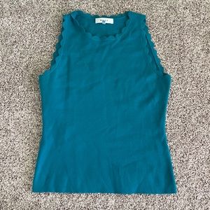 Milly Teal Tank with Scallop Detailing
